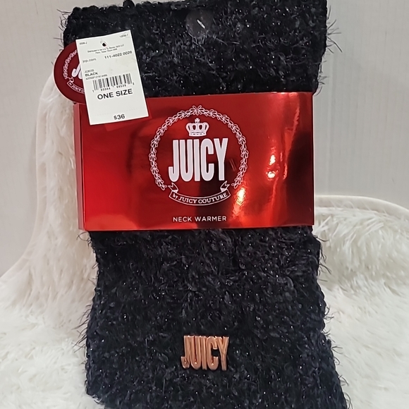 New Women's Juicy by Juicy Couture Neck Warmer Black Sparkle - Picture 3 of 4